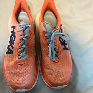 Hoka Vibrant Orange and Blue Sneakers